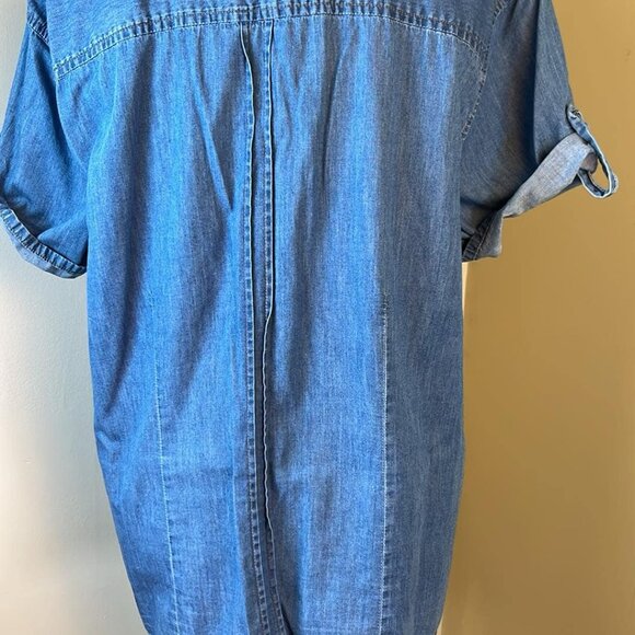 Vintage Women's XL Rider Denim Short Sleeve Shirt Workday Wear Cottage Casual - Picture 7 of 8